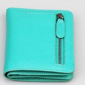 NEW Slim Wallets Cowhide Leather for Women, Natural Leather Caribbean Green